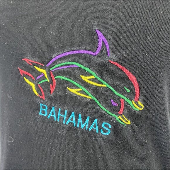 ⭐ 3/$15 Small Black Embroidered Dolphin Bahamas Tank Top - Picture 4 of 6